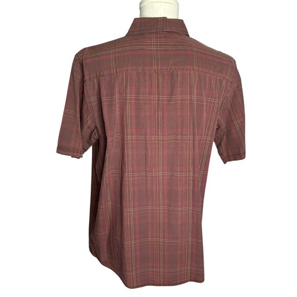 Ripcurl Button Up Short Sleeve Shirt XL Brown Plaid Casual Pocket Cotton - Picture 4 of 7